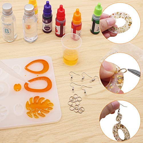 Szecl Earrings Resin Molds Silicone 12 Cavity Earring Epoxy Resin with Hole  Triangle Square Round Water Drop Resin Jewelry Molds for Making Earrings