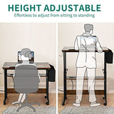 YITAHOME Height Adjustable Table with Charging Station, Portable Desk with Wheels, Small Standing Rolling Computer Desk with Tiltable Tabletop and YITAHOME