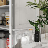 HOMCOM 72.5" Kitchen Pantry Storage Cabinet, Freestanding Kitchen Cabinet with 4 Doors and Adjustable Shelves for Dining Room, White Wood Grain HOMCOM