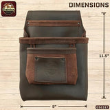Graintex OS2317 3 Pocket Nail & Tool Pouch Top Grain Oil Tanned Leather for Framers, Constructors, Electricians, Plumbers, Handyman Brown Graintex