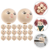 VOSAREA 50pcs Wooden Beads Smile Face Wood Beads Ball Wood Beads Spacer Beads with Hole for DIY Jewelry Bracelet Necklace Craft Making (18MM) VOSAREA