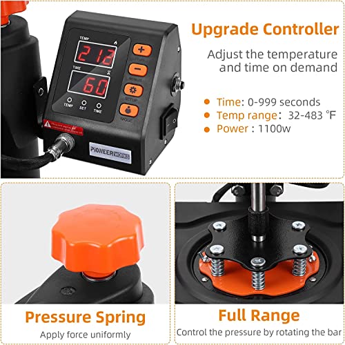 Heat Press Machine, 12 X 15 inch, 6 in 1 Heat Press, 800W Sublimation Machine, 360° Rotation Swing-Away Heat Press, Dual-Tube Heating Printing for Towallmark