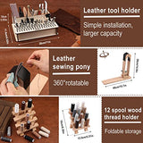 628Pcs Leather Working Tooling Set for Beginners, Starter Leather Working and Tool Supplies with Leather Pony, Tooling Box, Punch Tools, Sewing Tikjiua