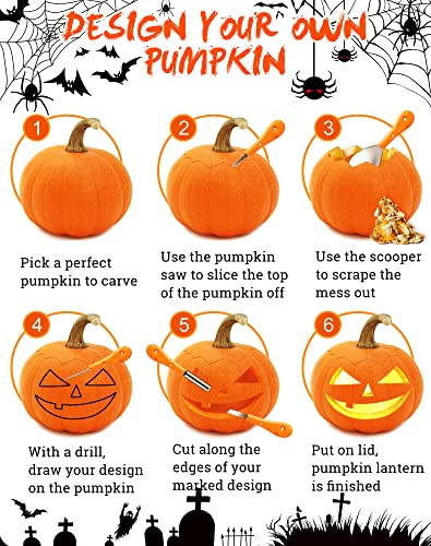 Greatever Halloween Pumpkin Carving Kit,Professional and Heavy Duty Stainless Steel Tools,Pumpkin Carving Set with Carrying Case(7pcs) Greatever