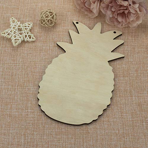JANOU 3pcs Pineapple Shaped Unfinished Wood Sign Blank Pineapple Hanging Wooden Plaque DIY Craft Project Wood Sign with Rope Door Wall Art JANOU