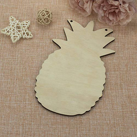JANOU 3pcs Pineapple Shaped Unfinished Wood Sign Blank Pineapple Hanging Wooden Plaque DIY Craft Project Wood Sign with Rope Door Wall Art JANOU