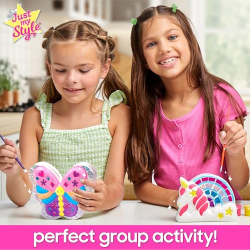 Just My Style Paint & Sparkle Figurines, Paintable Unicorn Rainbow & Butterfly Photo Holder, Create Funky Decor, Includes Art Supplies, Stickers & Just My Style