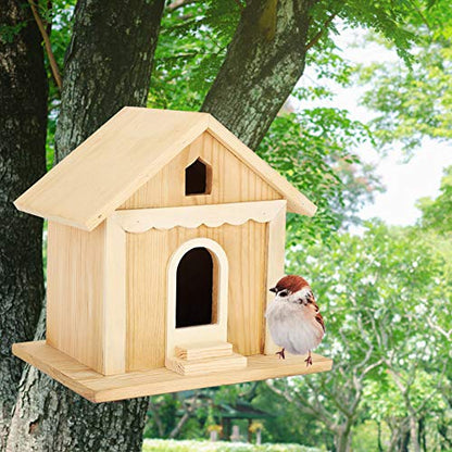Wooden Bird House, 7.9x7.9x5.9in Bird Houses for Outside Birdhouse for Outside Garden Patio Decorative Nest Box Bird House for Swallow Sparrow