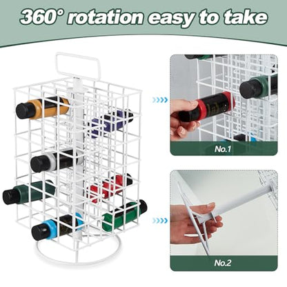 Yaocom 2 Pcs Spinning Paint Organizer Rack 360 Degree Rotating 6