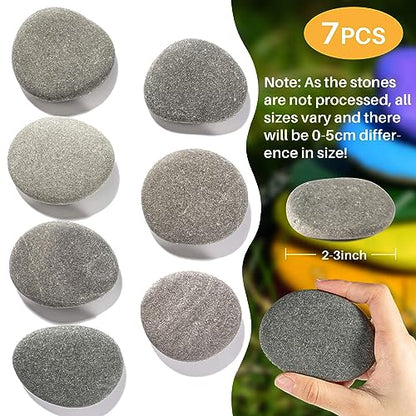 Sukh 7PCS Flat Painting Rocks - Paintable Rocks,2-3 Inches River Rocks for Painting,Rock Painting Supplies,DIY Flat Stones to Paint for Arts, Crafts, - WoodArtSupply