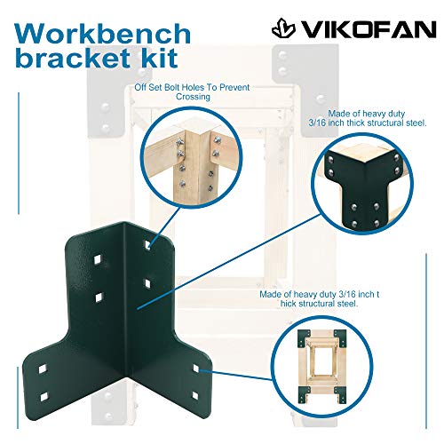 vikofan 8 Pcs Workbench Bracket Kit Sturdy Steel Angle Brackets Multi-Angle Joint Fastener Shelf Fit for Desk Edge & Box & Wood Beam with Screws - WoodArtSupply