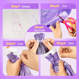 Anpro 700+Pcs Fashion Designer Kit for Girls with 4 Mannequins, DIY Arts & Crafts Kit for Girls Age 6-12 Toys, Doll Clothes Making Sewing Kit - Anpro