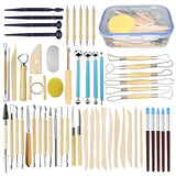 Augernis 57PCS Ceramic Clay Tools Set with Plastic Case Modeling Pottery Sculpting Tools Kits for Beginners Professionals Kids After School Ceramics Augernis