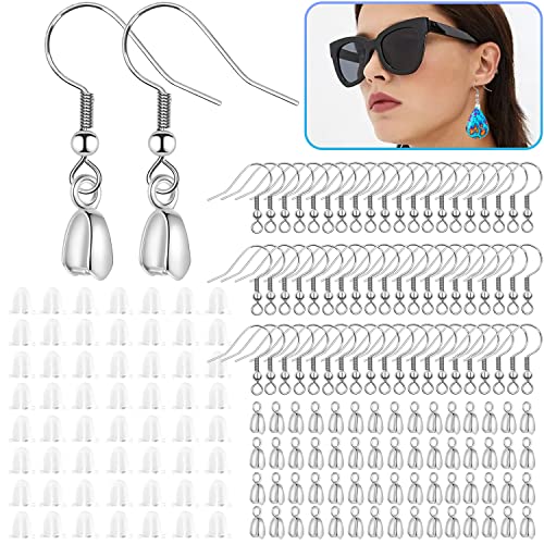 180Pcs Earring Making Kit, Earring Hooks, Hypoallergenic Earring Hooks, Stainless Steel French Earring Hooks Wire Ear Ball Hooks with Pendant Clasp - WoodArtSupply