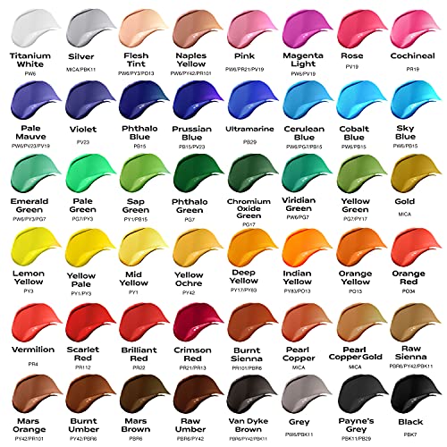 WEISBRANDT UltraColor Professional Grade Acrylic Paint Set, 48 Vibrant Colors, 0.74 oz/22ml Tubes, for Canvas, Wood, Ceramic, Fabric, Non