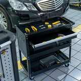 SUN & SUMMER Tool Chest with Wheels, Rolling 3-Tier Tool Box with Wheels 330 LBS Capacity Heavy Duty Utility Industrial Service Cart with Locking SUN & SUMMER