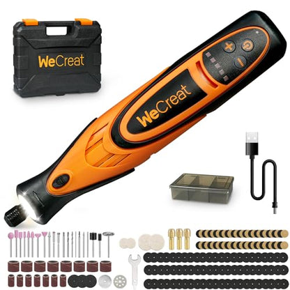 WECREAT Rotary Tool, 5-Speed Engraving Pen and Cordless USB Charging Rotary Tool Kit with 175 Accessories