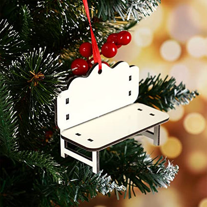 Remerry 4 Packs Sublimation Blank Bench Decor DIY Christmas Ornament Double-Sided Blanks Chair for Christmas Festival Decoration(Classic Style)