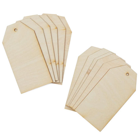 Large Unfinished Plain Wood Tags - Pack of 12 Blank Wooden Gift Tags with Holes (6" L x 3" W) for DIY Wedding Tree Christmas Stocking Name Tags Ready Factory Direct Craft