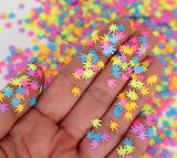 3 Pack - Green, Rainbow & Silver Holographic Leaf Glitter - Solvent Resistant & Cosmetic Grade - Face Body Nails Resin Arts & Crafts, Tumblers, Bath Electric Bliss Beauty