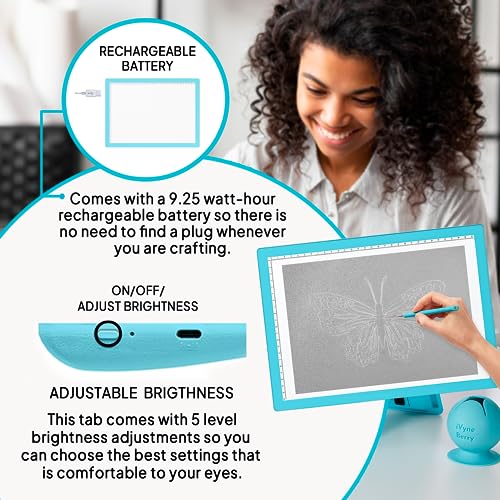 iVyne Rechargeable A4 Light Pad for Tracing & Weeding - LED Light Board for Weeding Vinyl - for Cricut Vinyl Weeding Tools - Ultra-Thin & Portable - iVyne
