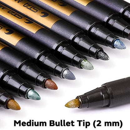 Dyvicl Metallic Marker Pens - Set of 10 Medium Point Metallic Markers for Rock Painting, Black Paper, Card Making, Scrapbooking Crafts, DIY Photo - WoodArtSupply