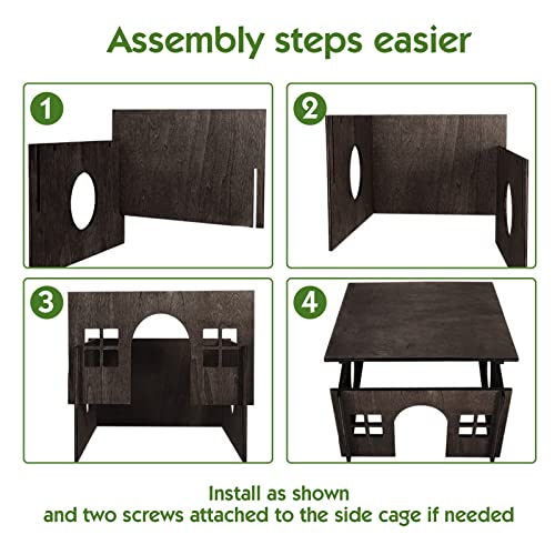 Rabbit House Wooden, Rabbit Houses and Hideouts WHEARTED, Large Rabbit Hideout Bunny House with Multiple Windows for Indoor Adult Bunnies Guinea Pigs WHEARTED
