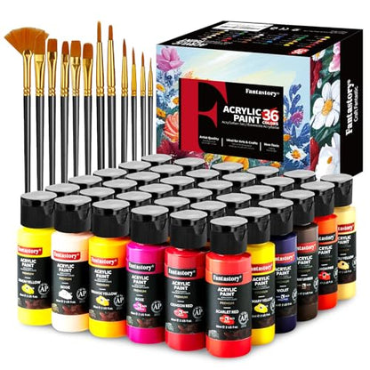 Fantastory Acrylic Paint Set, 36 Classic Colors(2oz/60ml), Professional Craft Paint, Art Supplies Kit for Adults & Kids, Halloween Pumpkin - WoodArtSupply