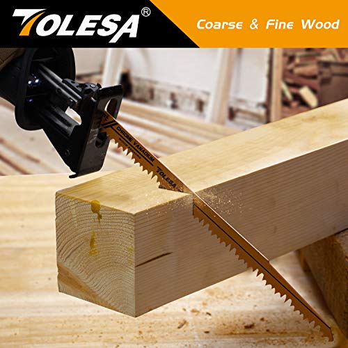 TOLESA Wood Pruning Reciprocating Saw Blades 12 inch 5 TPI Sawzall Blades Green Wood Construction Wood Cutting and PVC Pipe Cutting CRV Sharp Ground TOLESA