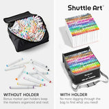 Shuttle Art 240 Colors Alcohol Markers, 239 Colors Dual Tip Art Marker Set Plus Colorless Blender, Micro-tip Pens, White Highlighter Pens, Marker Bag Shuttle Art