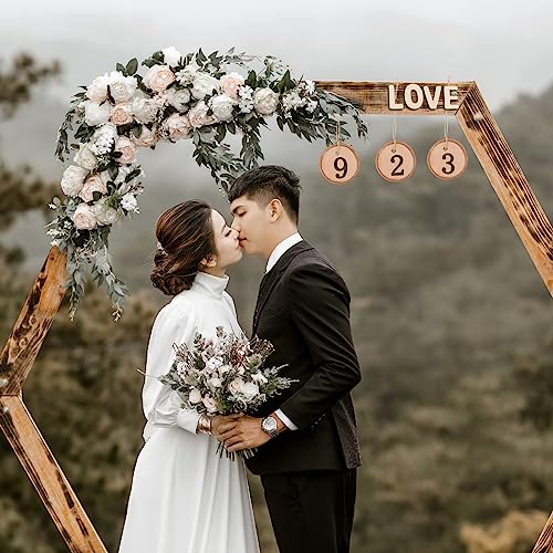 LUOEM 10pcs 1-10 Wedding Table Numbers Hanging Wood Slice Wedding Table Centerpieces for Arts Crafts Wall Decor Wedding DIY Projects LUOEM