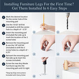 Ash Wood Furniture Legs - Premium Mid Century Legs for Sofa, Chair, Table, Dresser, Bed, Cabinet, Ottoman - Our Wooden Legs Are Easy To Install & Airy Abode