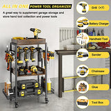 Power Tool Organizer Garage Storage Organization Shelving Tool Holder Drill Rack Shelf Rolling Cart Open Tool Chest Cabinet Box Organizer with Wheels Olakee