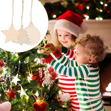 SEWACC 30 Pcs Wooden Christmas Ornaments Unfinished Wood Crafts with Hole Star Mini Christmas Tree Christmas Ball Wood Ornaments Wood Slices DIY SEWACC