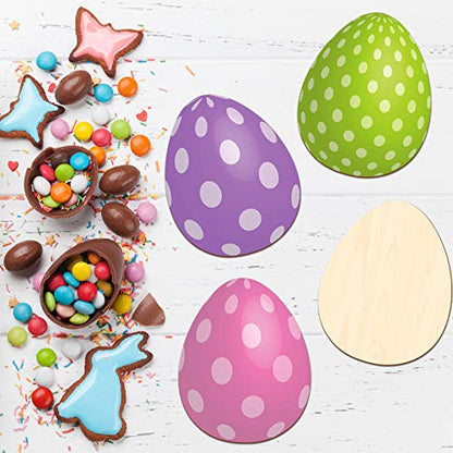 8 Pieces 11 Inch Wooden Easter Egg Cutouts Unfinished Wooden Egg Slices Easter Wooden Egg Discs Blank Egg Cutouts Ornaments for Holiday Hanging