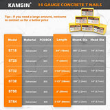 KAMSIN #ST64 14 Gauge Heavy Duty Pneumatic Concrete T Nailer Kit with 400 PCS Concrete T Nails, 1-Inch to 2-1/2-Inch Leg Air Power Concrete Nails Gun - WoodArtSupply