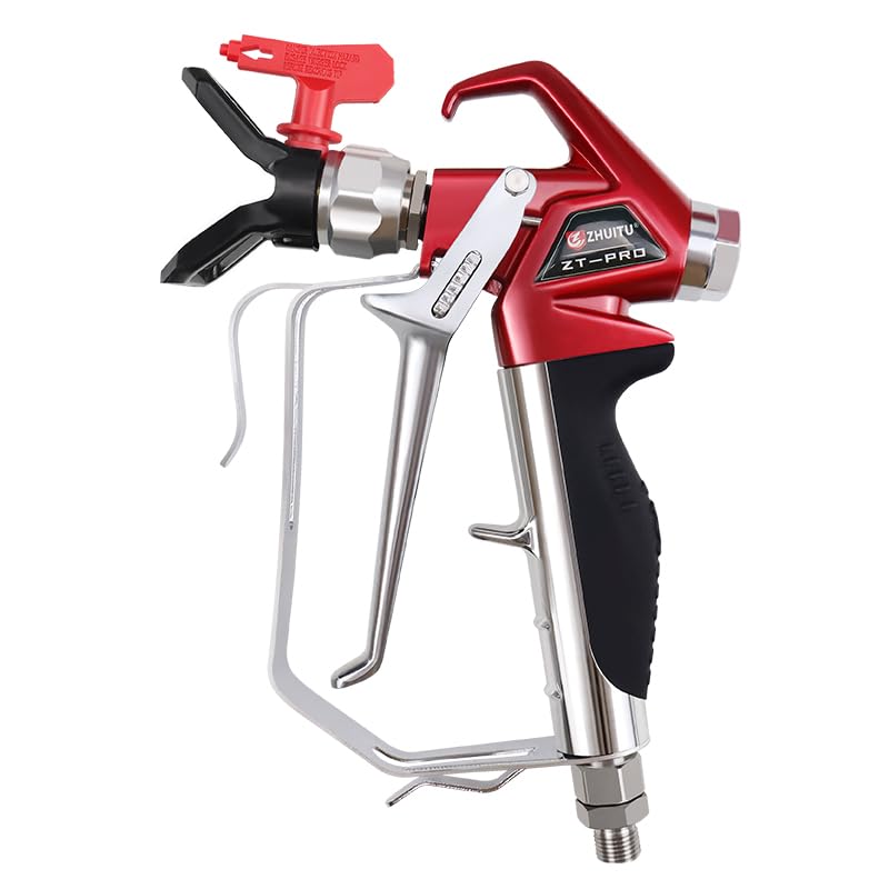 Airless Paint Spray Gun High Pressure 4000 PSI with Reversible 517 Nozzle Tip Guard Swivel Joint for Airless Paint Sprayers ZT-PRO ZHUITU