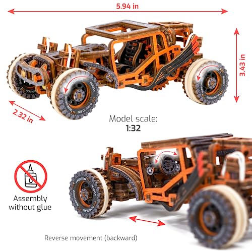 WOODEN.CITY Car Puzzle Model Dune Buggy for Adults - Model Car Kits 3D Wooden Puzzles for Adults - Car Model Kit 3D Puzzle - Model Cars to Build for - WoodArtSupply