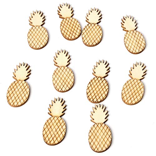 JANOU 50pcs Pineapple Wood Cutouts DIY Craft Embellishments Gift Unfinished Wooden Ornaments Decoration JANOU