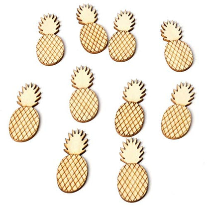 JANOU 50pcs Pineapple Wood Cutouts DIY Craft Embellishments Gift Unfinished Wooden Ornaments Decoration