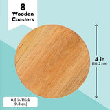 8 Pack Acacia Wood Coasters for Coffee Table - Wooden Coasters for Drinks, Dining Table, Bar (4 In) Juvale