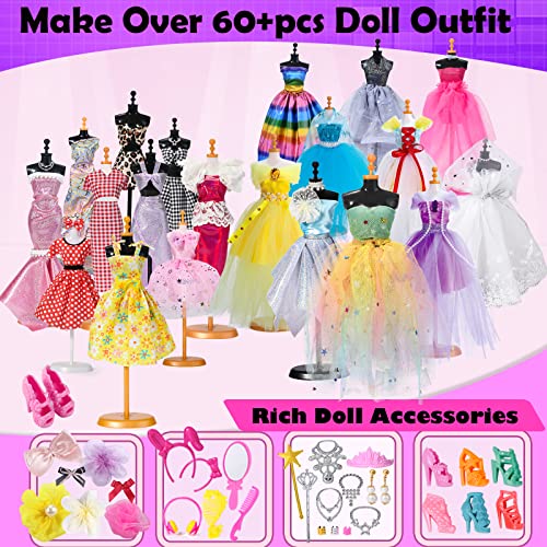 500+Pcs Girls Fashion Design Kids Sewing Craft Kit for Making 60 Pack Doll Cloth Accessories Dress Up, Art Crafts for Girl Ages 8-12+ Teen Preteen