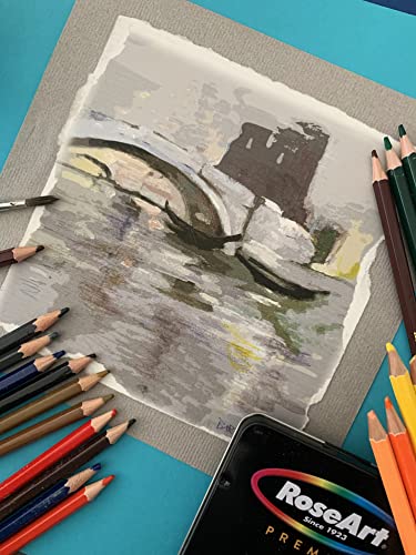 RoseArt Premium 24ct Soft Core Watercolor Pencils – Art Supplies for Drawing, Sketching, Adult Coloring in Design Storage Tin, multi (84402) RoseArt