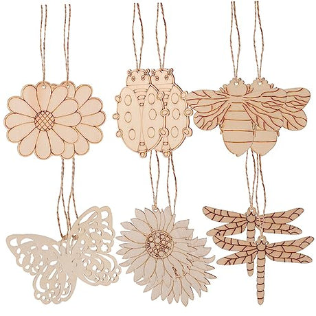 VILLFUL 60pcs Kid Crafts Hand Decor Crafts for Kids Honey Bee Decor Wood Trim Dragonfly Decor Kids Crafts Wooden Crafts Household Decor Unfinished VILLFUL