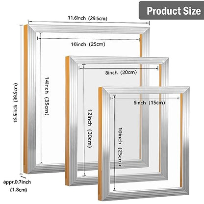 Caydo 24 Pieces Screen Printing Kit, Include 3 Sizes Aluminum Silk Screen Printing Frame, 5 PCS Inkjet Transparency Film, Screen Printing Squeegees, - WoodArtSupply