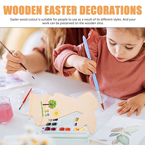 ABOOFAN 10Pcs Large Easter Bunny Wood Cutouts Unfinished Wooden Bunny Slices Blank Wood Rabbit Ornament for Painting Spring Decor Easter Party DIY - WoodArtSupply