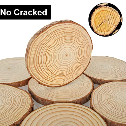 CYEAH 10 Pcs Wood Slices, 5.5-6.5 Inch Unfinished Natural Wood Slice Wooden Rounds for Crafts, Solid Wood Slices with Bark, Wood Centerpieces for CYEAH