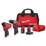 3497-22 For Milwaukee M12 FUEL 12V Cordless Li-Ion 2-Tool Combo Kit w/ 2 Batteries AIROXY