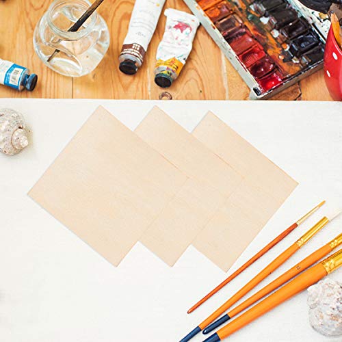 CertBuy 50 Pcs Unfinished Wood Pieces 6 x 6 Inch Square Blank Wood Natural Wooden Squares Cutouts for DIY Crafts, Painting, Staining, Carving, CertBuy