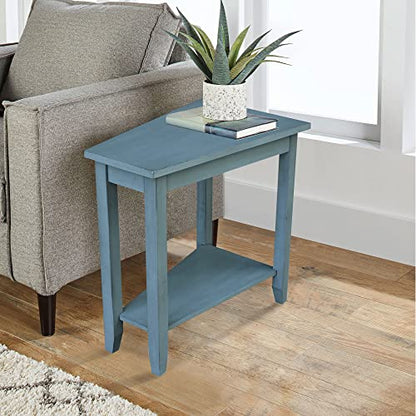 IC International Concepts International Concepts Keystone Accent Table, Ocean Blue - Antique Rubbed - WoodArtSupply